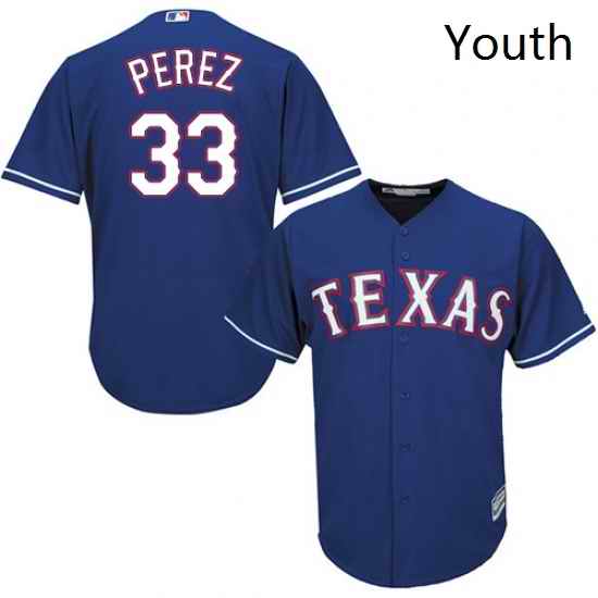 Youth Majestic Texas Rangers 33 Martin Perez Authentic Royal Blue Alternate 2 Cool Base MLB Jersey